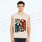 Unisex Macaws Printed Washed Tank Top