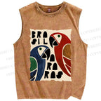 Unisex Macaws Printed Washed Tank Top