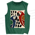 Unisex Macaws Printed Washed Tank Top