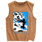 Unisex Goku Japanese Printed Washed Tank Top