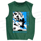 Unisex Goku Japanese Printed Washed Tank Top