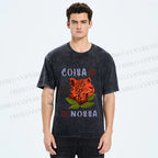 Unisex Tropical Panther Printed Washed Tee