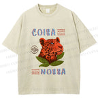 Unisex Tropical Panther Printed Washed Tee