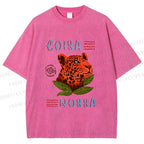 Unisex Tropical Panther Printed Washed Tee