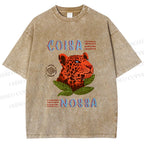 Unisex Tropical Panther Printed Washed Tee