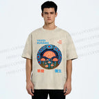Unisex Yayoi Kusama Mushroom Printed Washed Tee