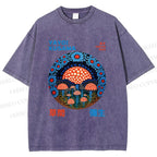 Unisex Yayoi Kusama Mushroom Printed Washed Tee