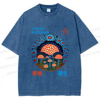 Unisex Yayoi Kusama Mushroom Printed Washed Tee