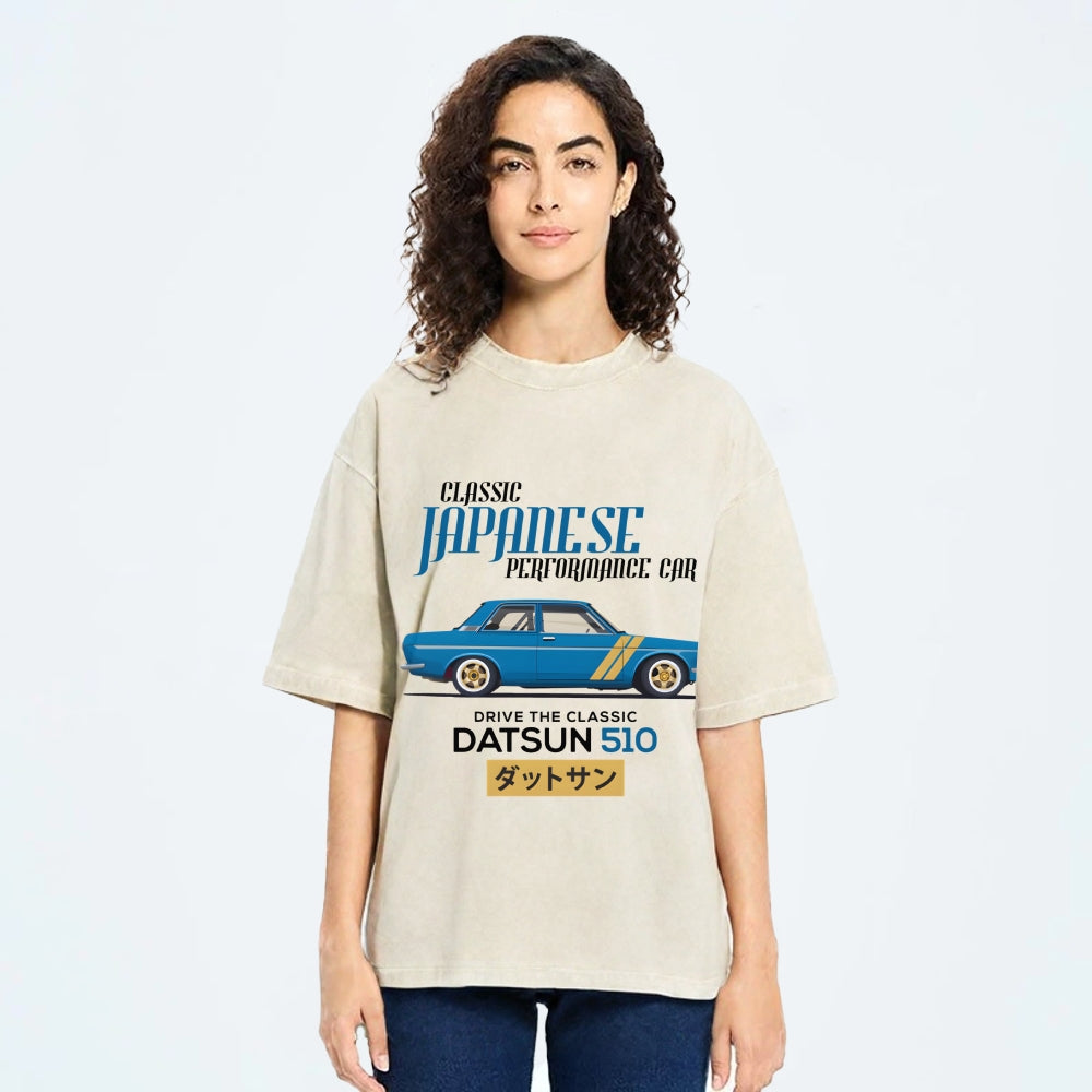 Nissan Datsun 510 Car Vintage Wash Japanese Design T-Shirt