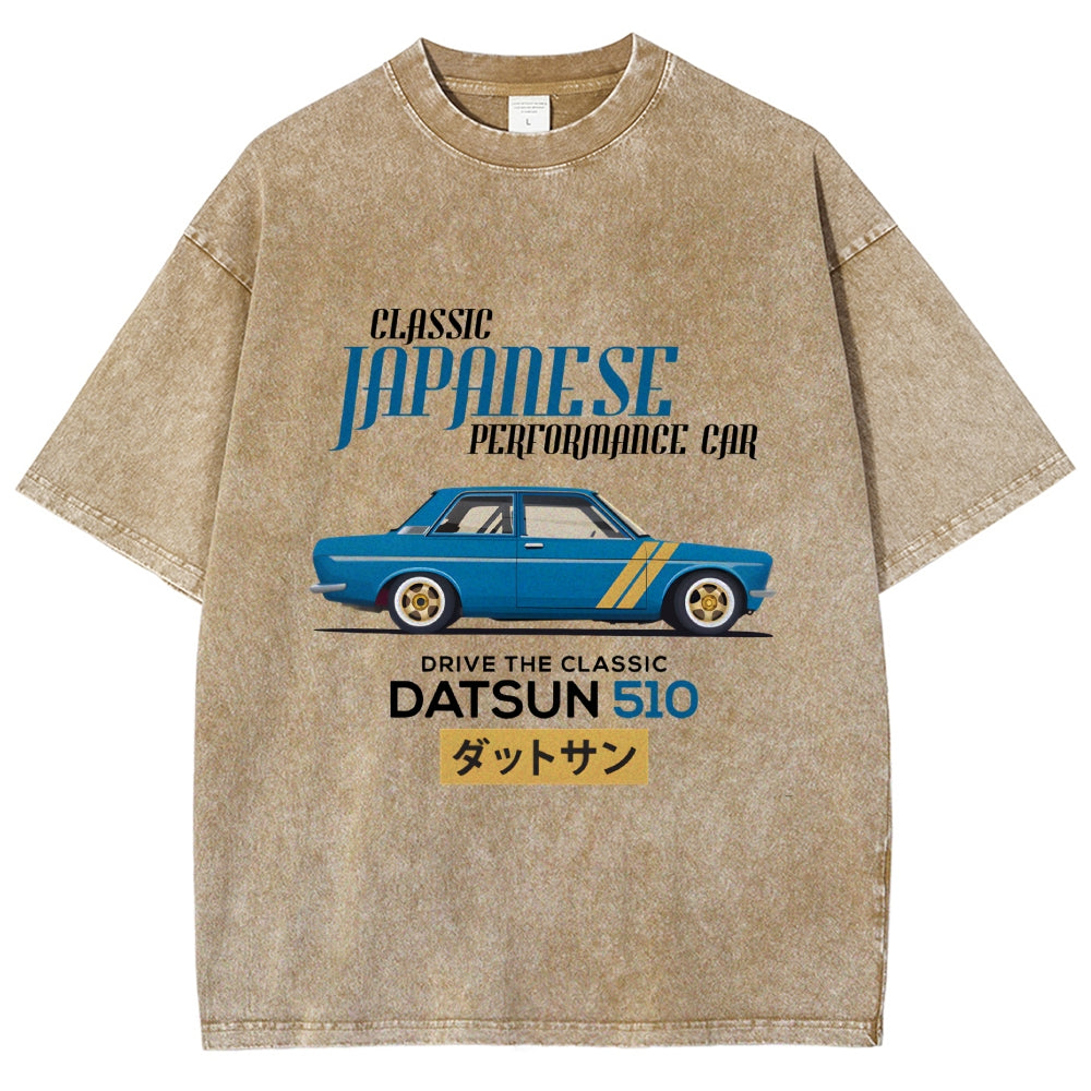 Nissan Datsun 510 Car Vintage Wash Japanese Design T-Shirt