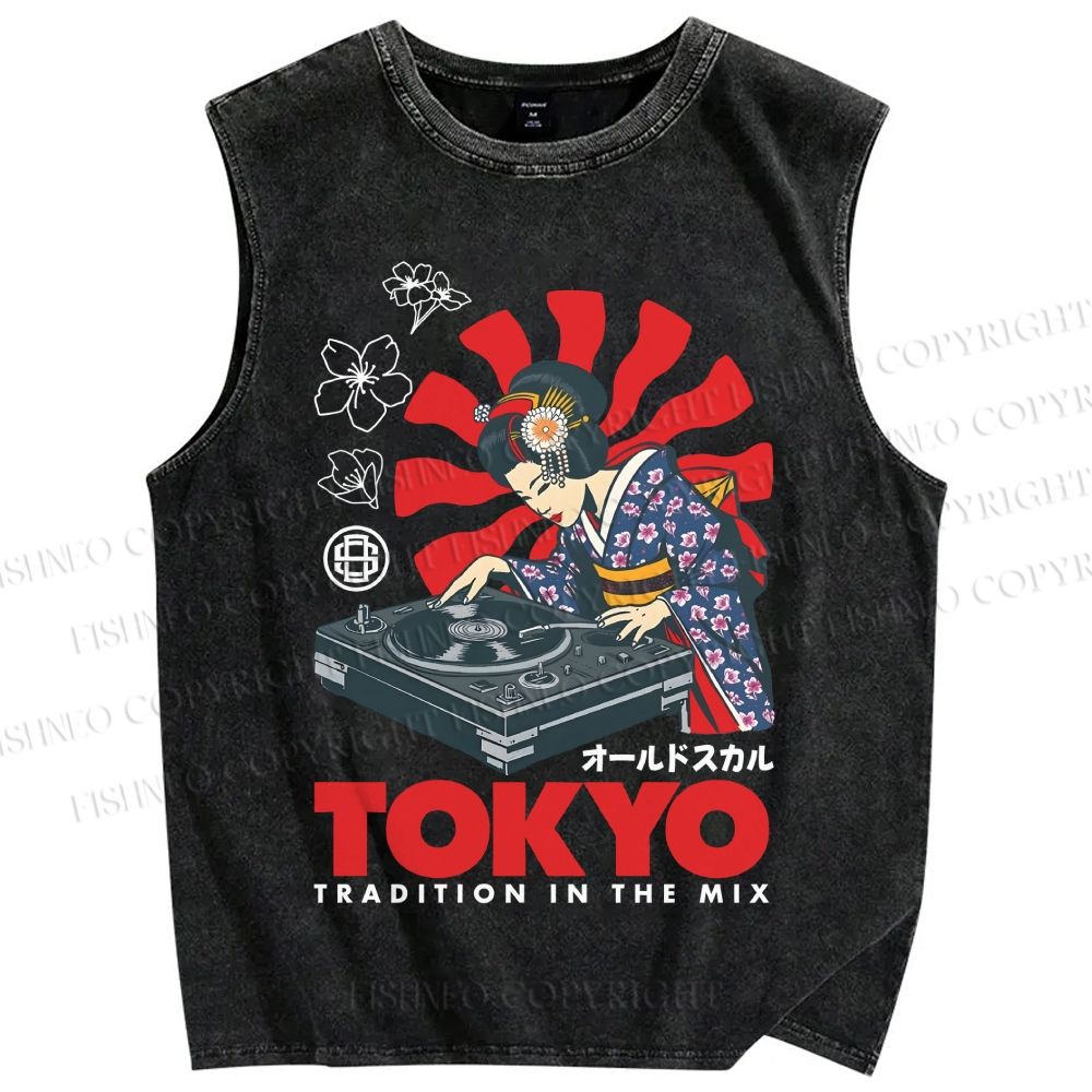 Unisex Tradition in the Mix Printed Washed Tank Top