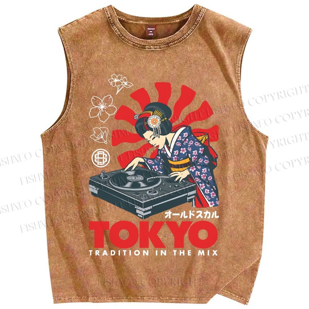 Unisex Tradition in the Mix Printed Washed Tank Top