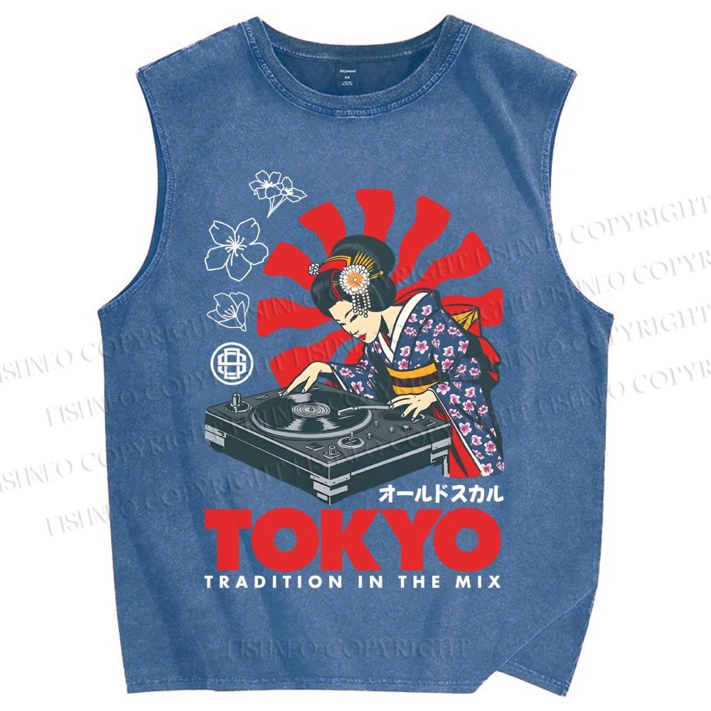 Unisex Tradition in the Mix Printed Washed Tank Top