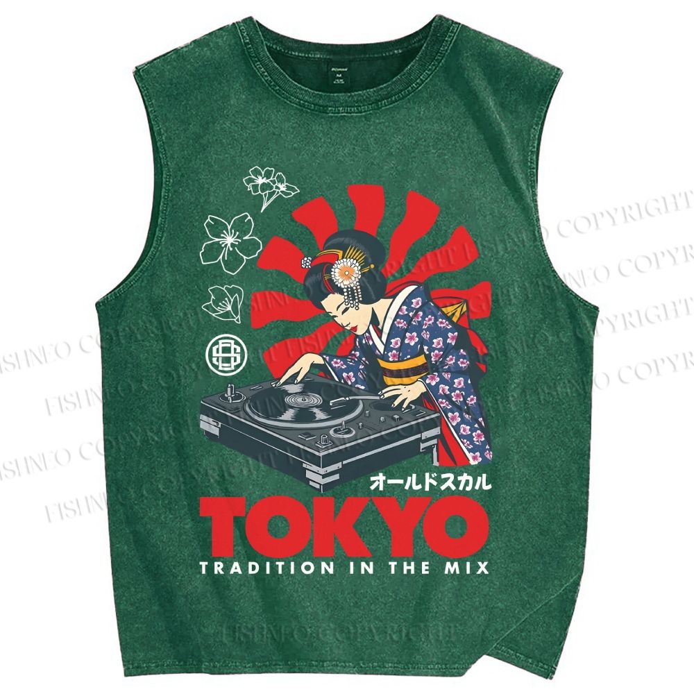 Unisex Tradition in the Mix Printed Washed Tank Top
