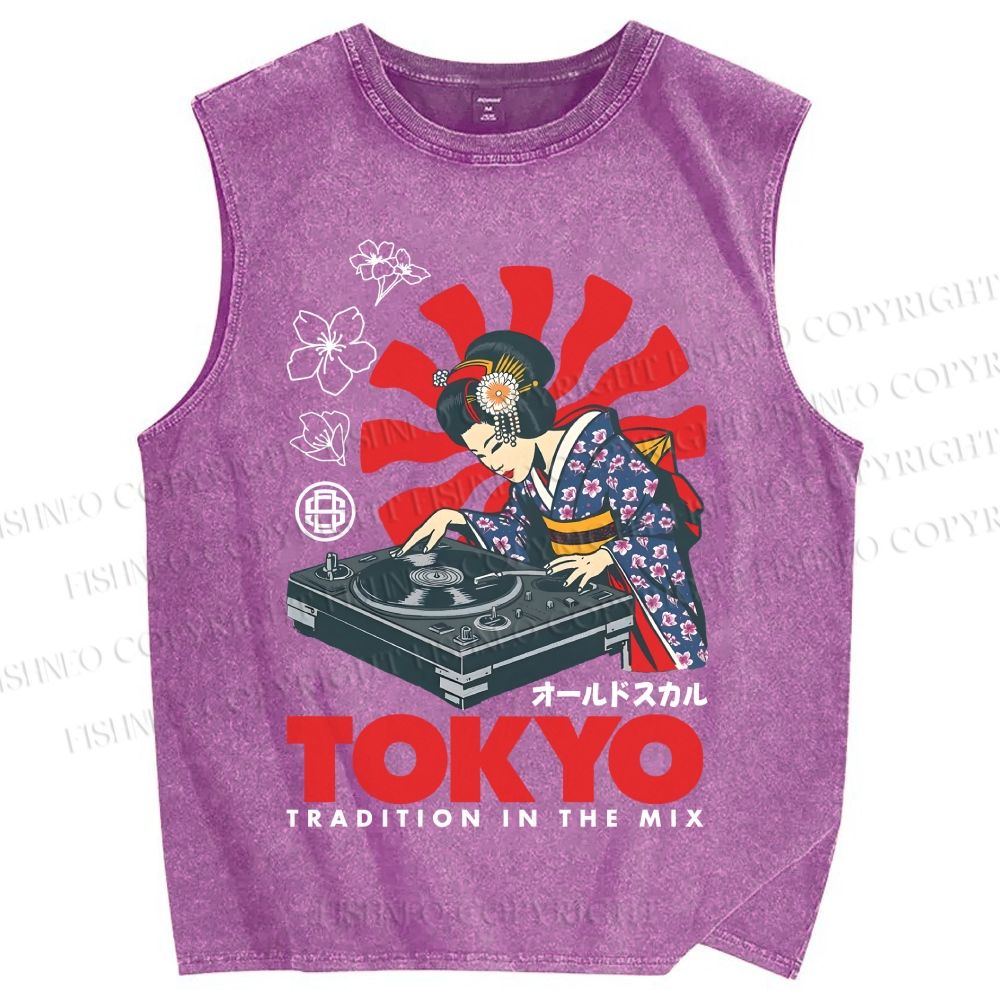 Unisex Tradition in the Mix Printed Washed Tank Top