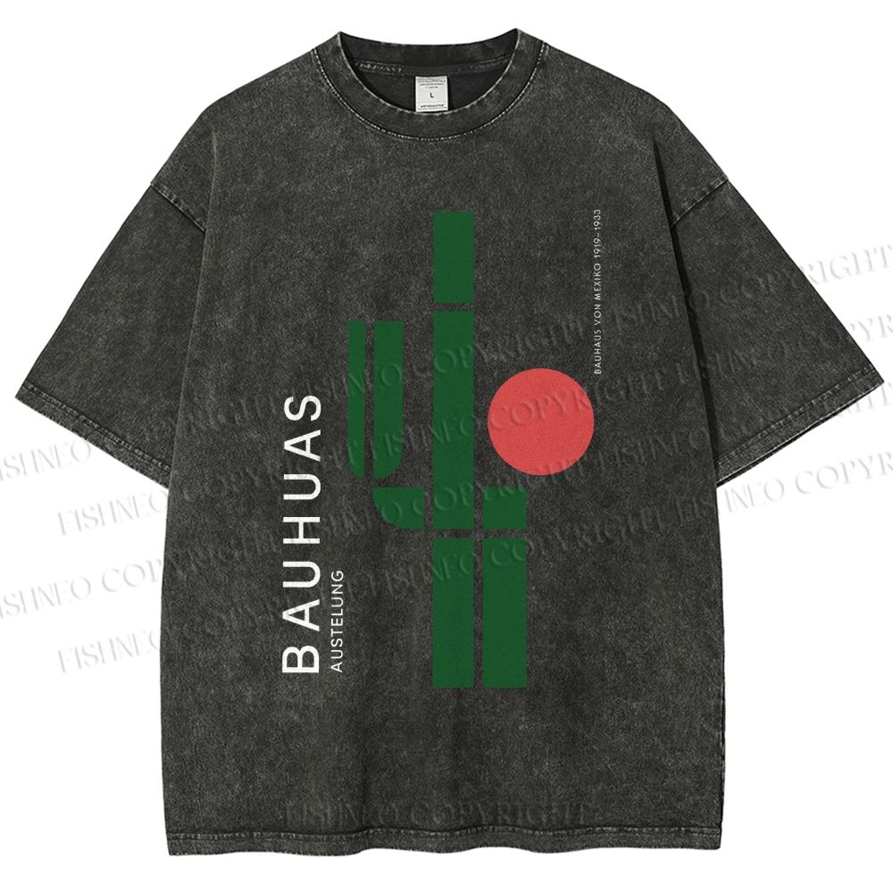 Unisex Mexican Bauhaus Cactus Printed Washed Tee