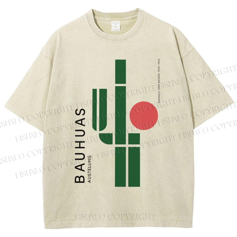 Unisex Mexican Bauhaus Cactus Printed Washed Tee