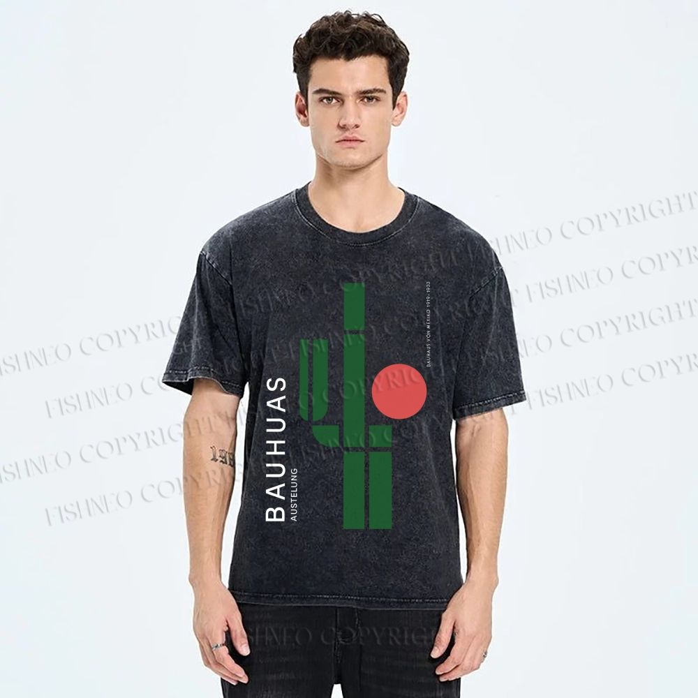 Unisex Mexican Bauhaus Cactus Printed Washed Tee