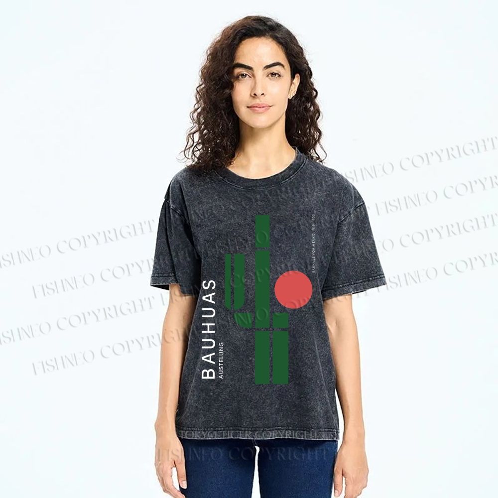 Unisex Mexican Bauhaus Cactus Printed Washed Tee