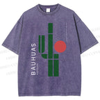 Unisex Mexican Bauhaus Cactus Printed Washed Tee