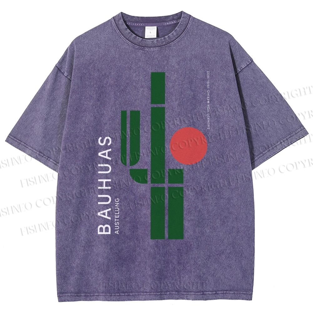 Unisex Mexican Bauhaus Cactus Printed Washed Tee