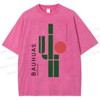 Unisex Mexican Bauhaus Cactus Printed Washed Tee