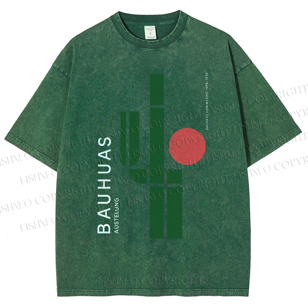Unisex Mexican Bauhaus Cactus Printed Washed Tee