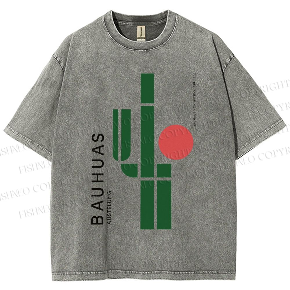 Unisex Mexican Bauhaus Cactus Printed Washed Tee