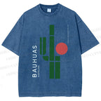Unisex Mexican Bauhaus Cactus Printed Washed Tee