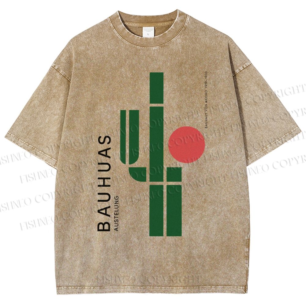 Unisex Mexican Bauhaus Cactus Printed Washed Tee