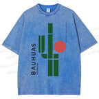 Unisex Mexican Bauhaus Cactus Printed Washed Tee