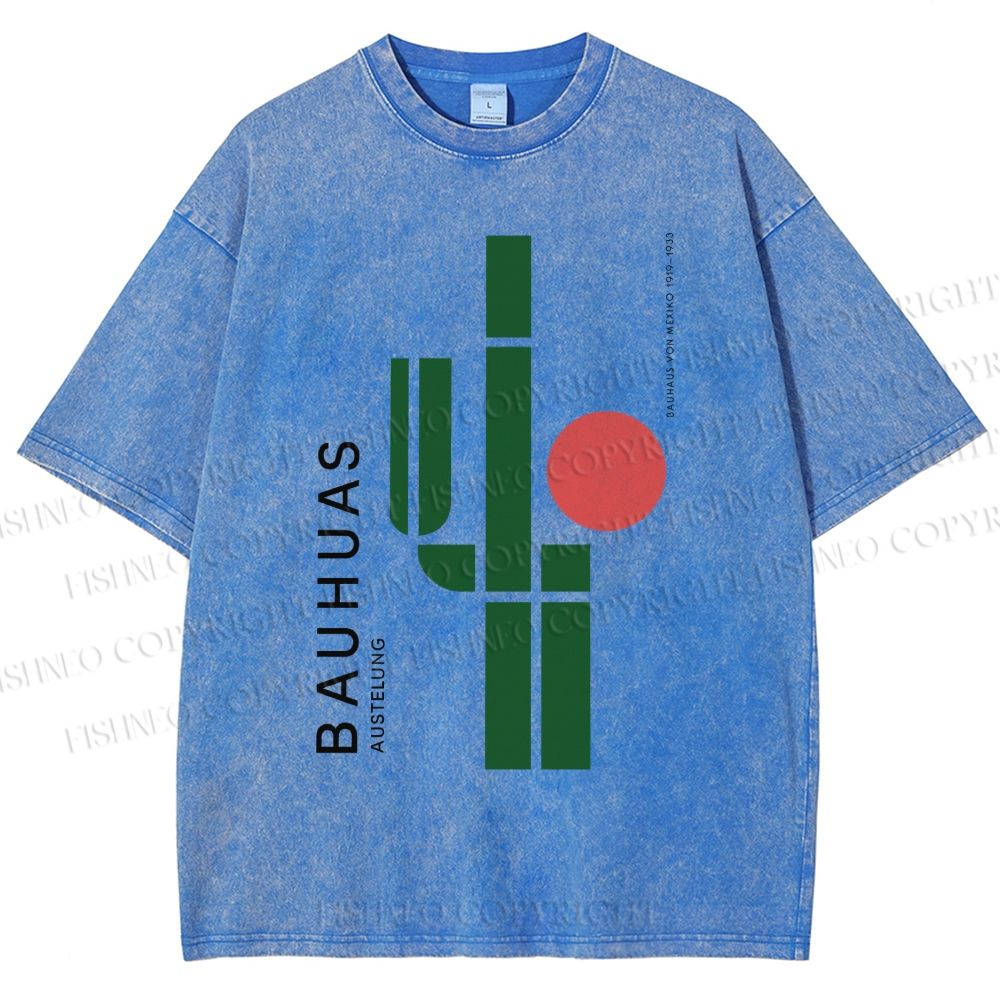 Unisex Mexican Bauhaus Cactus Printed Washed Tee