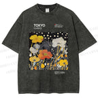 Unisex Bloom Floral Printed Washed Tee