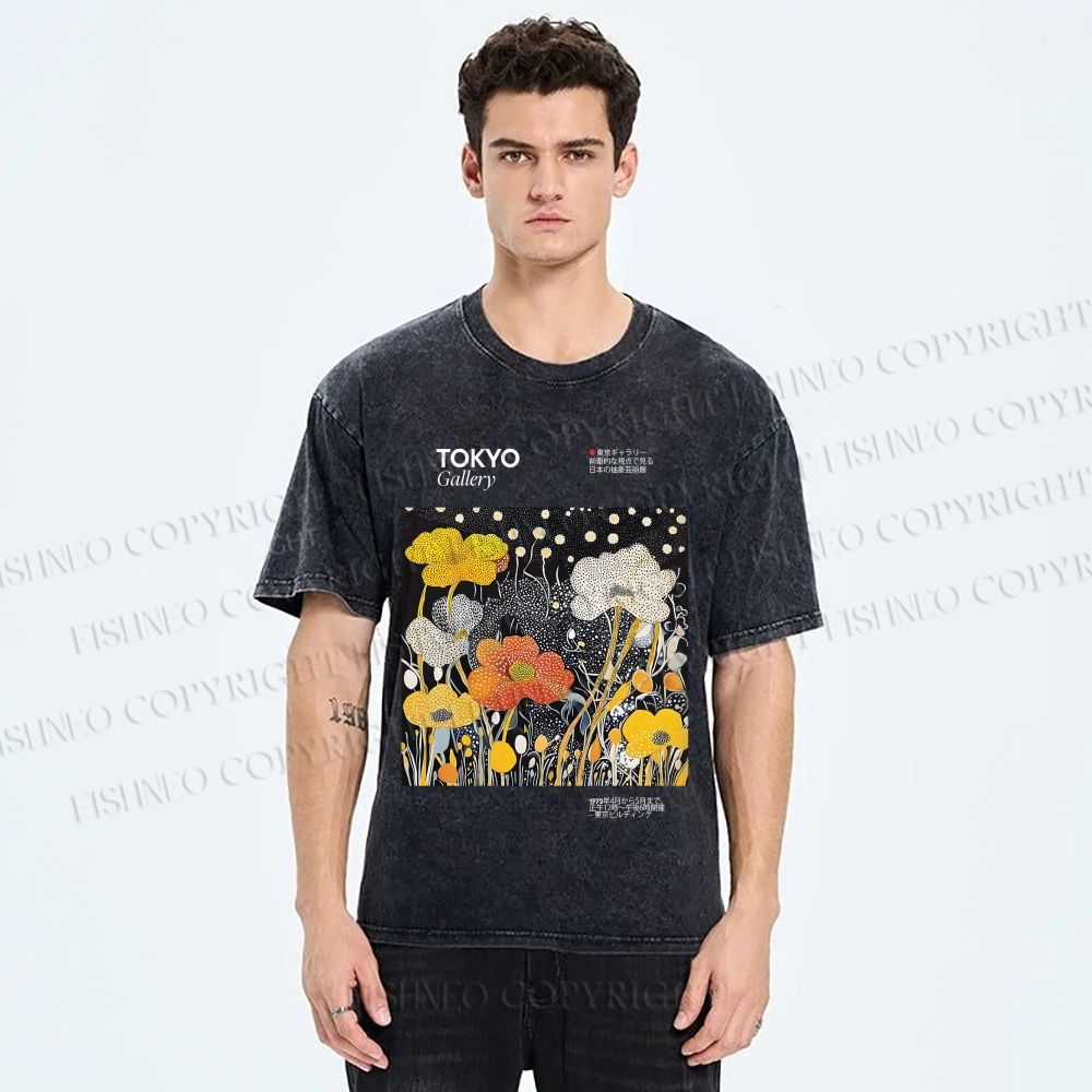 Unisex Bloom Floral Printed Washed Tee