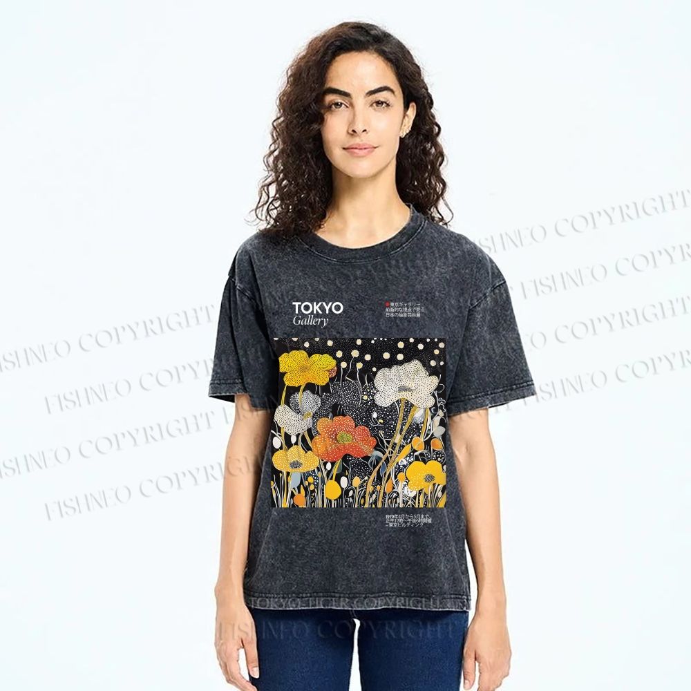 Unisex Bloom Floral Printed Washed Tee