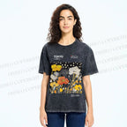Unisex Bloom Floral Printed Washed Tee
