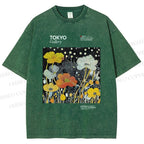Unisex Bloom Floral Printed Washed Tee