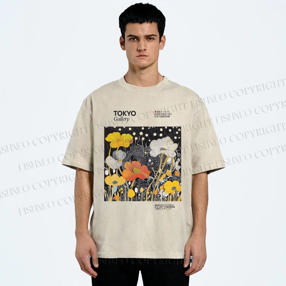 Unisex Bloom Floral Printed Washed Tee