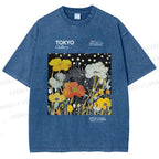 Unisex Bloom Floral Printed Washed Tee