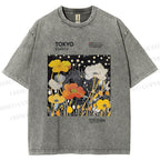Unisex Bloom Floral Printed Washed Tee