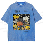 Unisex Bloom Floral Printed Washed Tee