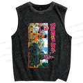 Unisex Dragon Ball Majin Buu vs Gohan and Mr. Satan Manga Printed Washed Tank Top