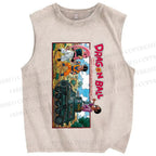 Unisex Dragon Ball Majin Buu vs Gohan and Mr. Satan Manga Printed Washed Tank Top