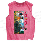 Unisex Dragon Ball Majin Buu vs Gohan and Mr. Satan Manga Printed Washed Tank Top