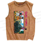Unisex Dragon Ball Majin Buu vs Gohan and Mr. Satan Manga Printed Washed Tank Top