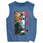 Unisex Dragon Ball Majin Buu vs Gohan and Mr. Satan Manga Printed Washed Tank Top