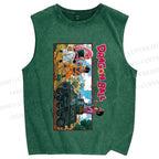 Unisex Dragon Ball Majin Buu vs Gohan and Mr. Satan Manga Printed Washed Tank Top