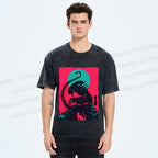Unisex Alien Printed Washed Tee