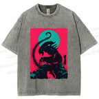 Unisex Alien Printed Washed Tee