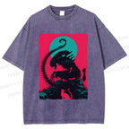 Unisex Alien Printed Washed Tee